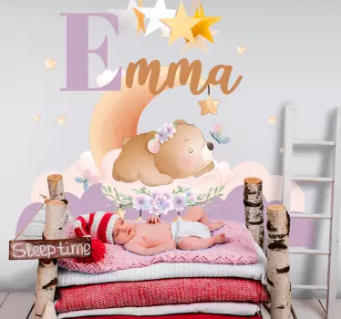 Naklejka na ścianę dla dzieci ilustracja śpiącego misia - TenStickers