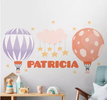 Naklejka na ścianę dla dzieci kolorowe balony z imieniem - TenStickers