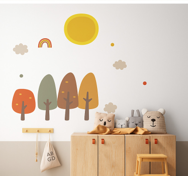 Naklejka na ścianę dla dzieci las boho jesienią - TenStickers