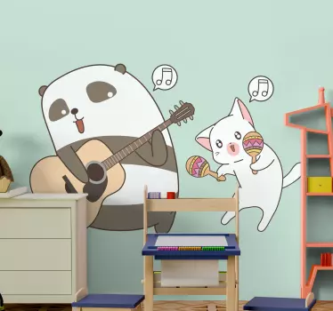 Naklejka na ścianę dla dzieci muzyczne pandziaki - TenStickers