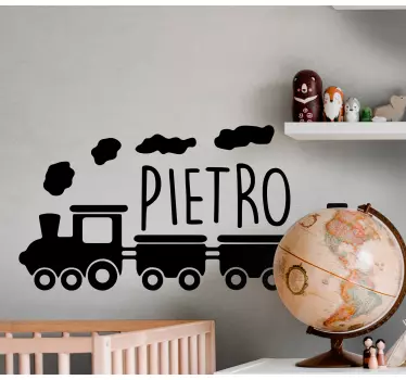 Naklejka na ścianę dla dzieci pociąg z imieniem - TenStickers