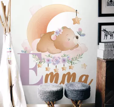 Naklejka na ścianę dla dzieci zasypiający miś - TenStickers