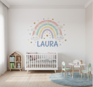 Naklejka na ścianę dla dzieci tęcza z imieniem - TenStickers