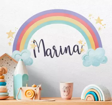 Naklejka na ścianę dla dzieci tęcza z własną nazwą - TenStickers