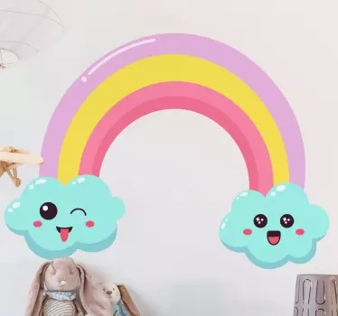 Naklejka na ścianę dla dzieci urocza chmurka z tęczą - TenStickers