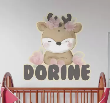Naklejka na ścianę dla dzieci urocza sarenka wśród kwiatów - TenStickers