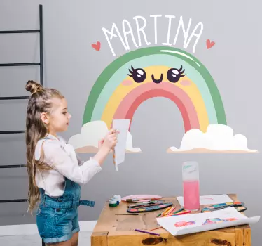 Naklejka na ścianę dla dzieci urocza tęczowa postać - TenStickers