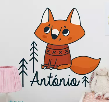 Naklejka na ścianę dla dzieci uroczy lisek - TenStickers