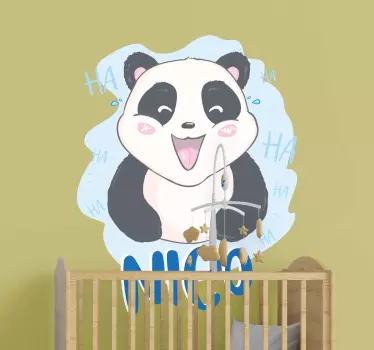 Naklejka na ścianę dla dzieci wesoła buźka pandy - TenStickers