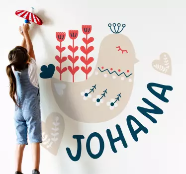 Naklejka na ścianę dla dzieci wesoły ptaszek na zamówienie - TenStickers