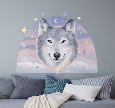 Naklejka na ścianę dla dzieci wilcza gwiaździsta noc - TenStickers