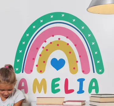 Naklejka na ścianę dla dzieci z personalizowanym tęczą - TenStickers
