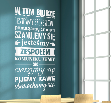 Naklejka na ścianę cytaty motywacyjne "zasady biura" - TenStickers