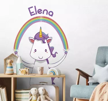 Naklejka na ścianę dla dzieci jednorożec tęcza - TenStickers