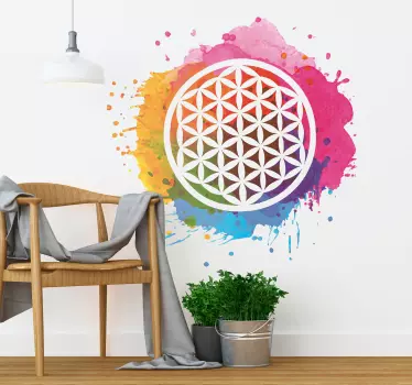 Naklejka na ścianę do salonu domu joga kwiat życia - TenStickers