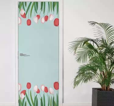 Naklejka Kolorowe tulipany na drzwi - TenStickers
