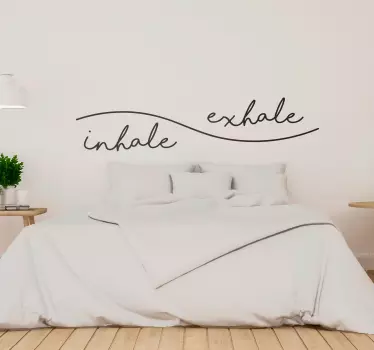 Naklejka na ścianę do sypialni napis wdech wydech - TenStickers