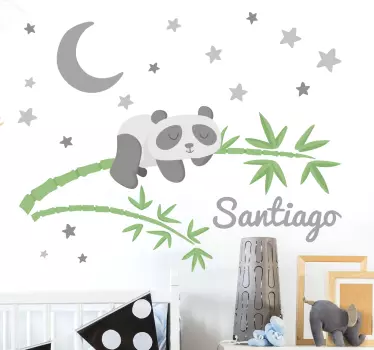 Naklejki na ścianę dla dzieci śpiąca panda na bambusie - TenStickers