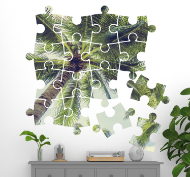 Naklejki na ścianę 3d puzzle palma - TenStickers
