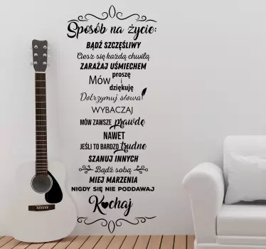 Naklejka na ścianę do salonu napisy sposób na życie - TenStickers