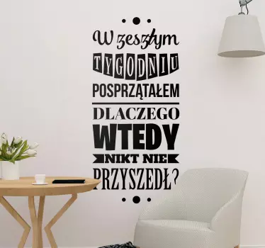 Naklejka na ścianę do pokoju młodzieżowego Sprzątnie pokoju - TenStickers