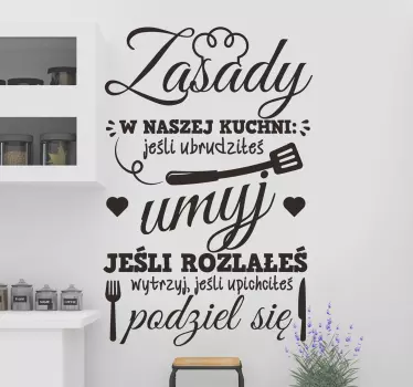 Naklejka na ścianę do kuchni Zasady w kuchni - TenStickers