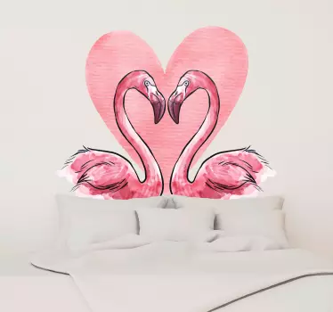 Naklejka na ścianę do sypialni zakochane flamingi - TenStickers