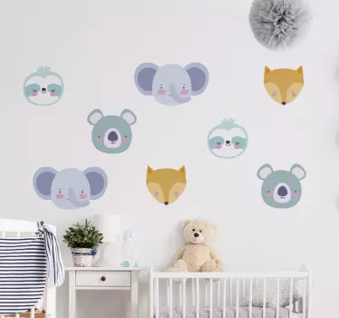Naklejka na ścianę dzikie zwierzęta Słonie i inne zwierzęta - TenStickers