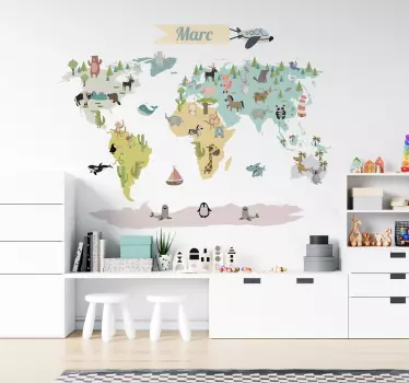 Naklejka dekoracyjna edukacja mapa świata w nocy - TenStickers