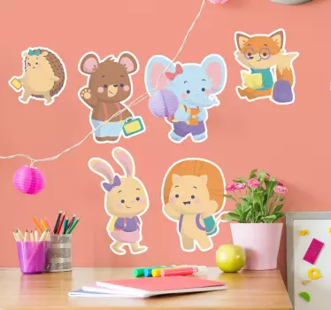 Naklejka na ścianę edukacja Szkoła dla dzieci zwierząt - TenStickers