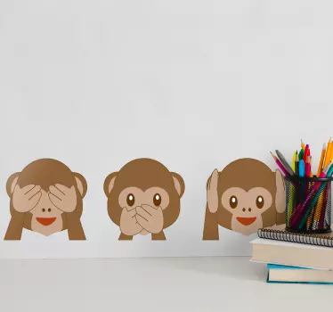 Naklejka na ścianę emotki małpki - TenStickers