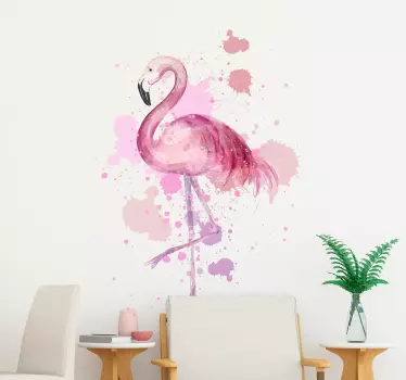 Naklejka na ścianę do salonu flaming w stylu akwarela - TenStickers