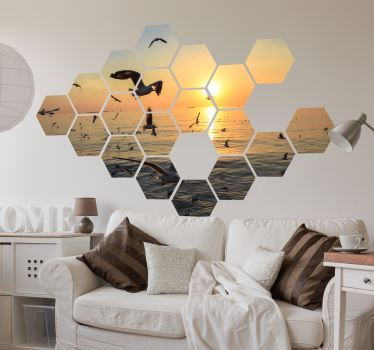 Naklejka na ścianę do salonu geometryczna mozaika - TenStickers