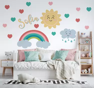 Naklejka dekoracyjna ilustracje szczęśliwego wschodu słońca - TenStickers