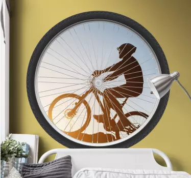 Naklejka na ścianę kolarze sylwetka motocyklisty koło - TenStickers