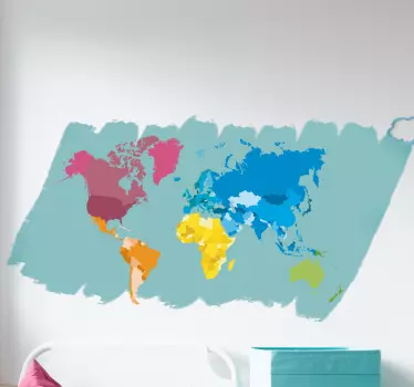 Mapa świata na ścianę kolorowa mapa - TenStickers