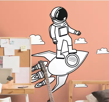 Naklejka na ścianę kosmos Astronauta rakieta i gwiazdy - TenStickers