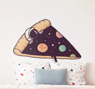 Naklejka na ścianę kosmos kawałek pizzy astronauta - TenStickers