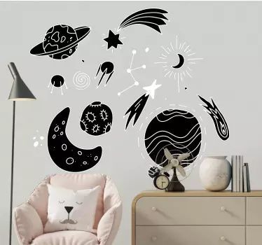 Naklejka na ścianę kosmos kolekcja elementów niebieskich - TenStickers