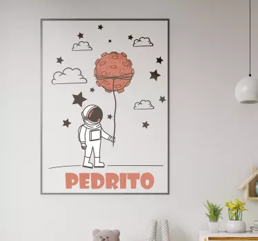Naklejka na ścianę kosmos Mały astronauta z imieniem - TenStickers