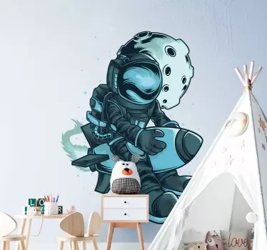 Naklejka na ścianę kosmos Rakieta astronauty - TenStickers