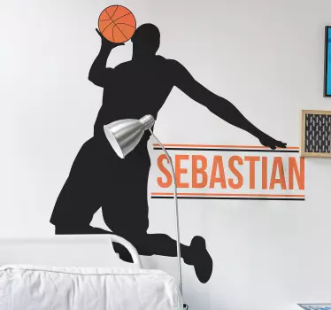 Naklejka na ścianę sylwetka koszykarz sport piłka - TenStickers