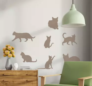 Naklejka na ścianę kotki 7 sylwetki kotów - TenStickers