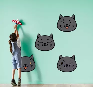 Naklejka na ścianę kotki 9 uroczych kotów  - TenStickers