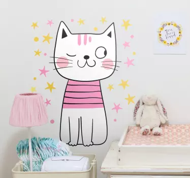 Naklejka na ścianę kotki Kot w stylu skandynawskim - TenStickers