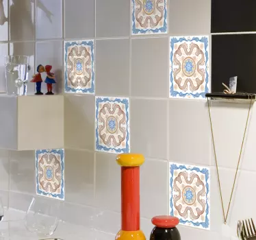 Zestaw naklejek kwiatowe kafelki wzór vintage - TenStickers
