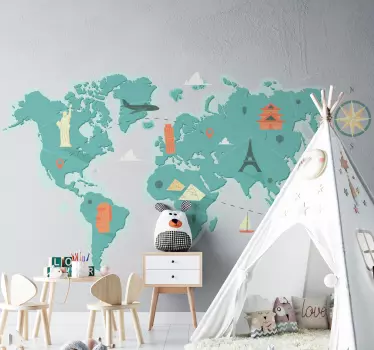 Naklejka na ścianę mapa świata Banalna mapa świata - TenStickers