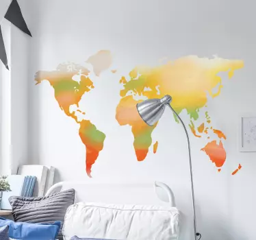 Naklejka na ścianę mapa świata ciepłe kolory - TenStickers