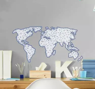 Naklejka na ścianę mapa świata w linie - TenStickers