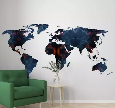 Naklejka na ścianę mapa świata nocny wzór - TenStickers